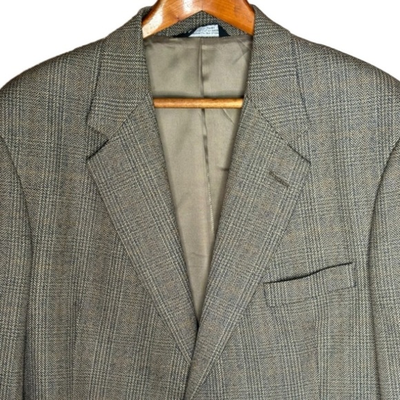Evan Picone Brown & Blue Gray Tweed Sport Coat Size 42 R Two Button Lambs Wool - Picture 5 of 10